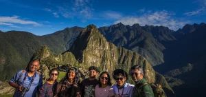 travelers in machu picchu after the inca trail